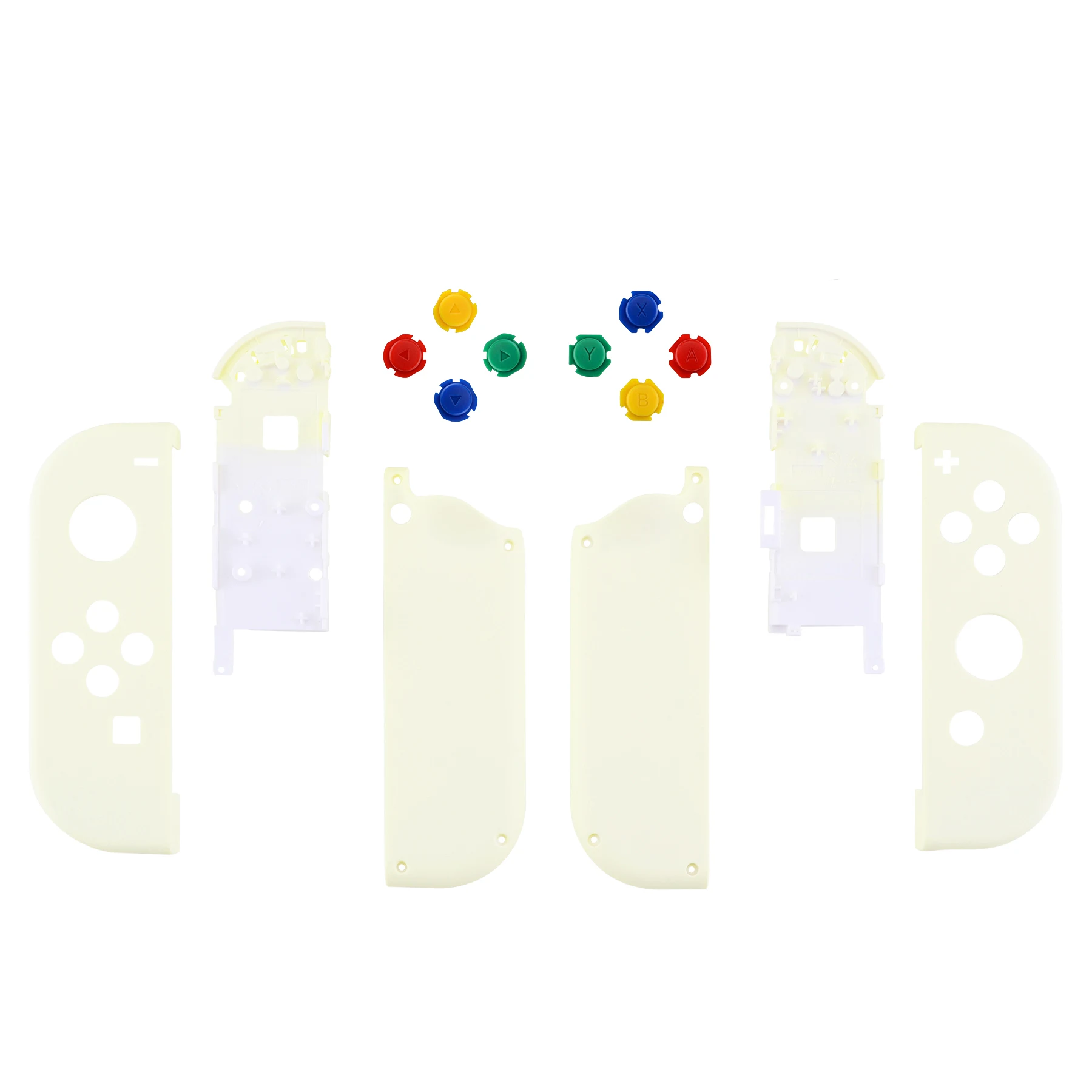 Extremerate Licht Crème Soft Touch Controller Behuizing Shell Cover Met Kleurrijke Knoppen Voor Ns Schakelaar Joycon & Oled