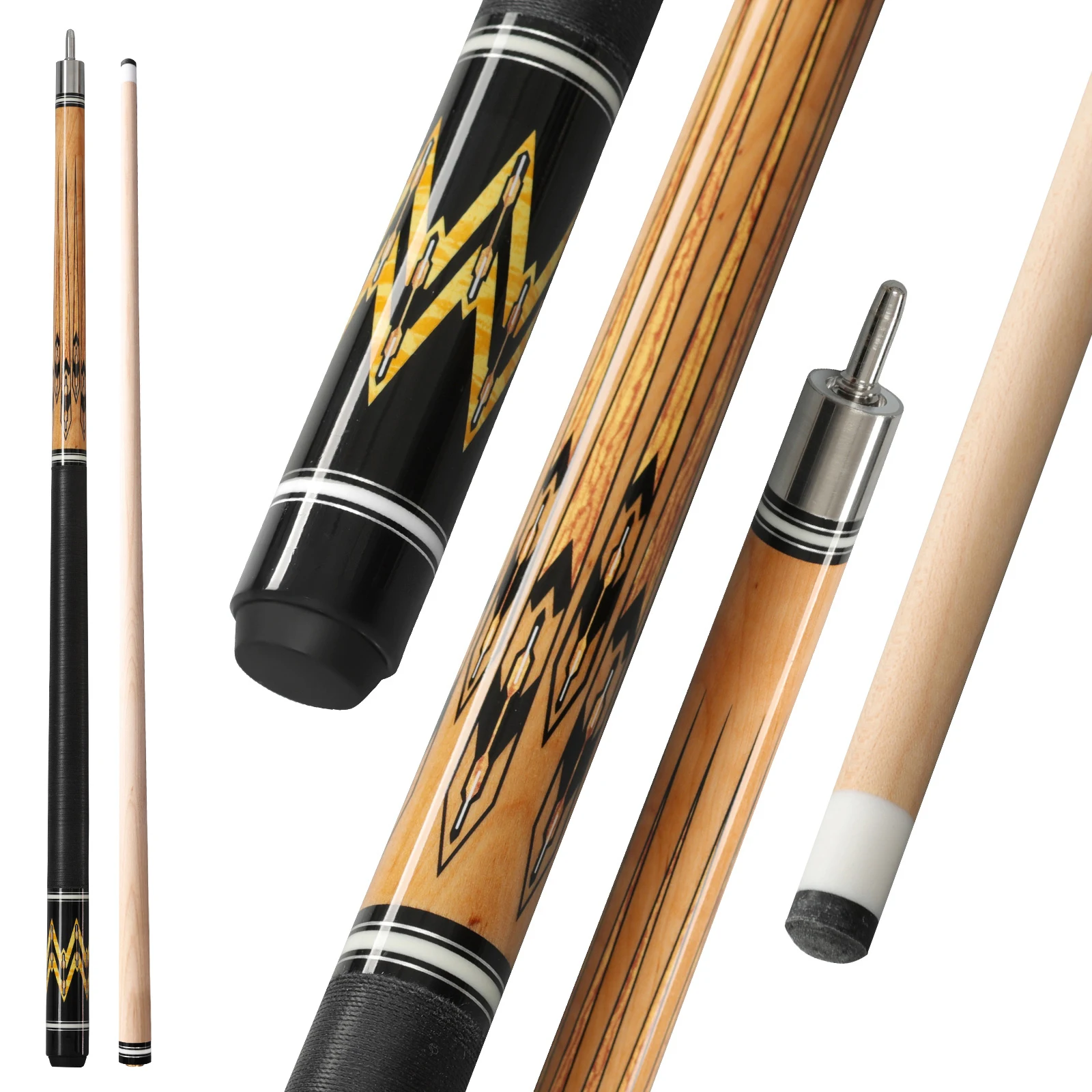 McDermott 58 Inch Maple Pool Cue Stick for Adults, Lrish Linen Wrap 12.5mm Tip Uni-Loc Joint Tapered Billiard Cue for Beginners