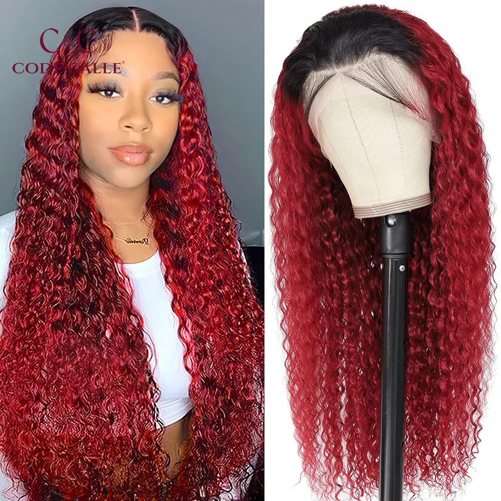 Burgundy Lace Wigs Human Hair Wigs for Women Red Deep Wave Wig 13x4 Lace Frontal Wigs 1B/99J Colored Wet and Wavy Deep Curly Wig