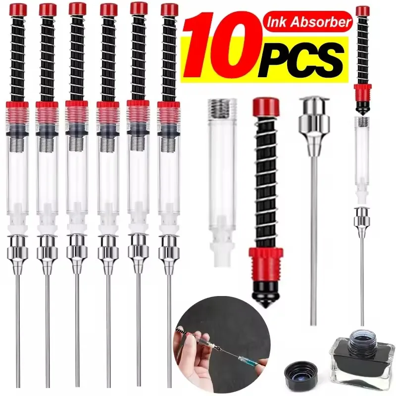 1-10PCS Fountain Pen Ink Absorber Spring Filler for Converters Stationery Ink Syringe Device with Connector for Fountain Pens