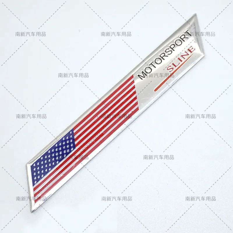 Bevel flag aluminum stickers United States, France, Italy, Britain, Germany aluminum flag car stickers sline aluminum stickers