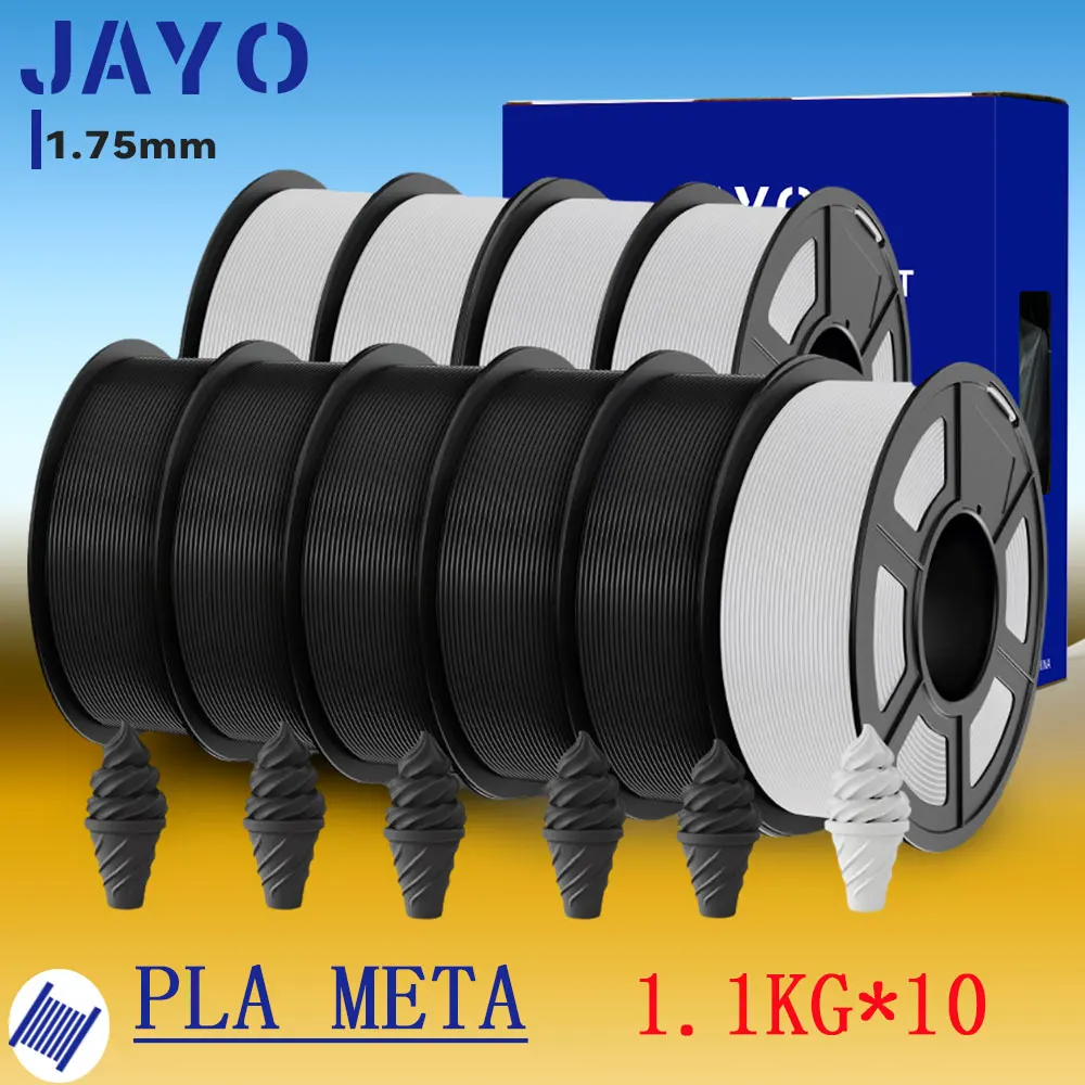 JAYO ثلاثية الأبعاد PLA ميتا خيوط 1.75 مللي متر PLA ثلاثية الأبعاد خيوط 10 لفات/مجموعة للطابعة FDM ثلاثية الأبعاد عالية السوائل بدقة الجرح خيوط طابعة ثلاثية الأبعاد
