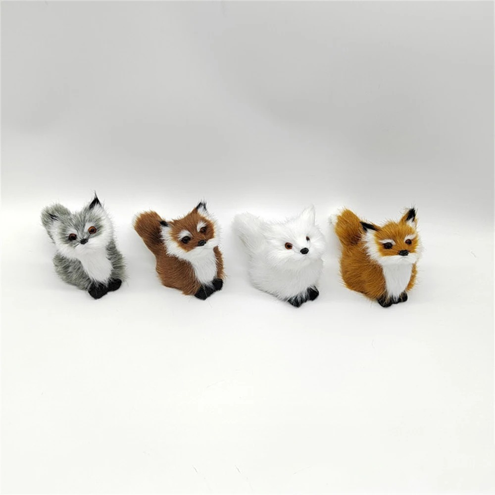 Figurines en peluche SLaura rel pour enfants, mini modèle de simulation accroupi, ornements mignons de renard 216.239., cadeaux d'anniversaire, décoration d'intérieur, artisanat