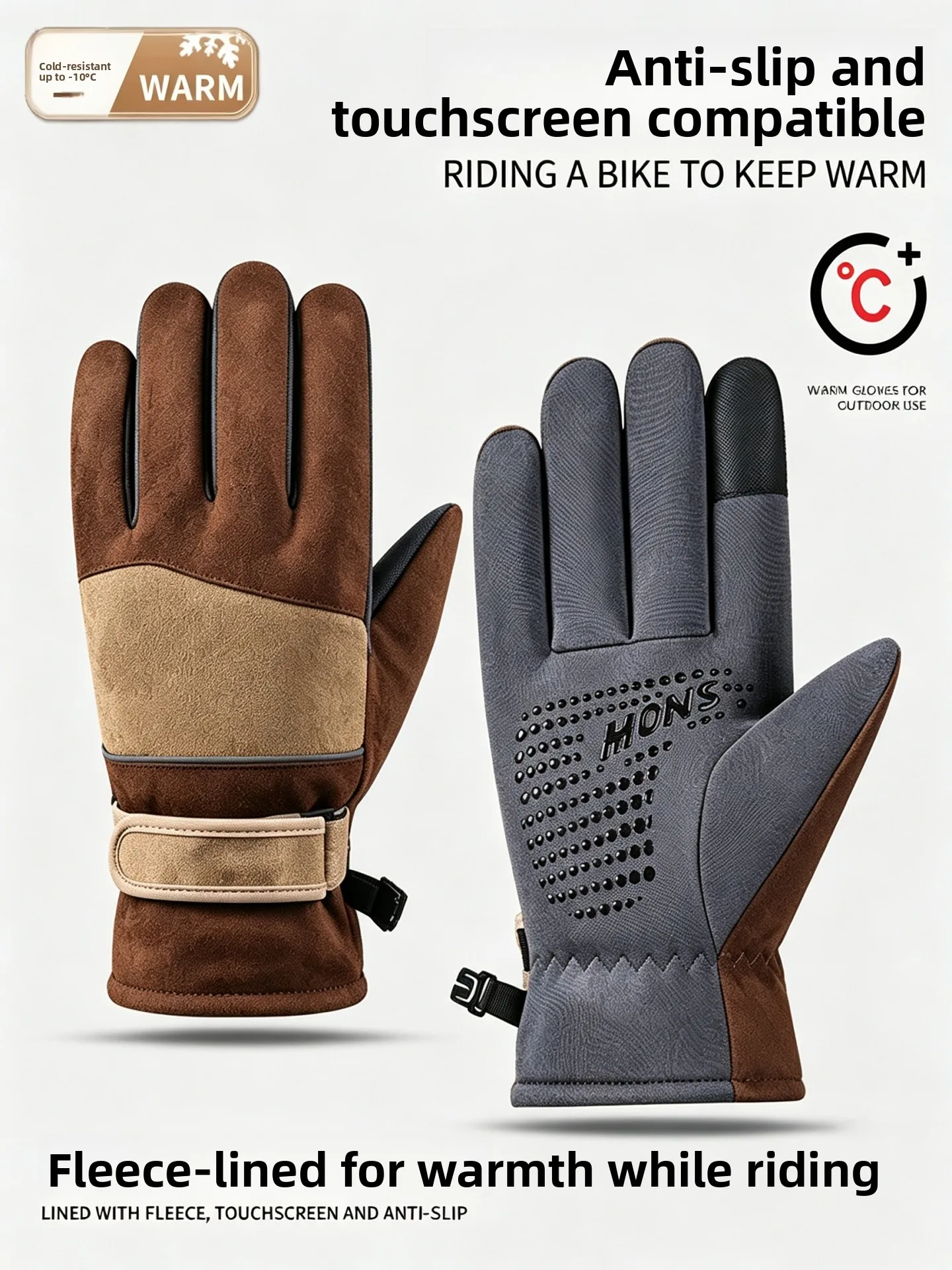 Men's Winter Cycling Gloves Thickened Fleece Outdoor Windproof Touchscreen  Vehicle Anti-slip Riding Northeast