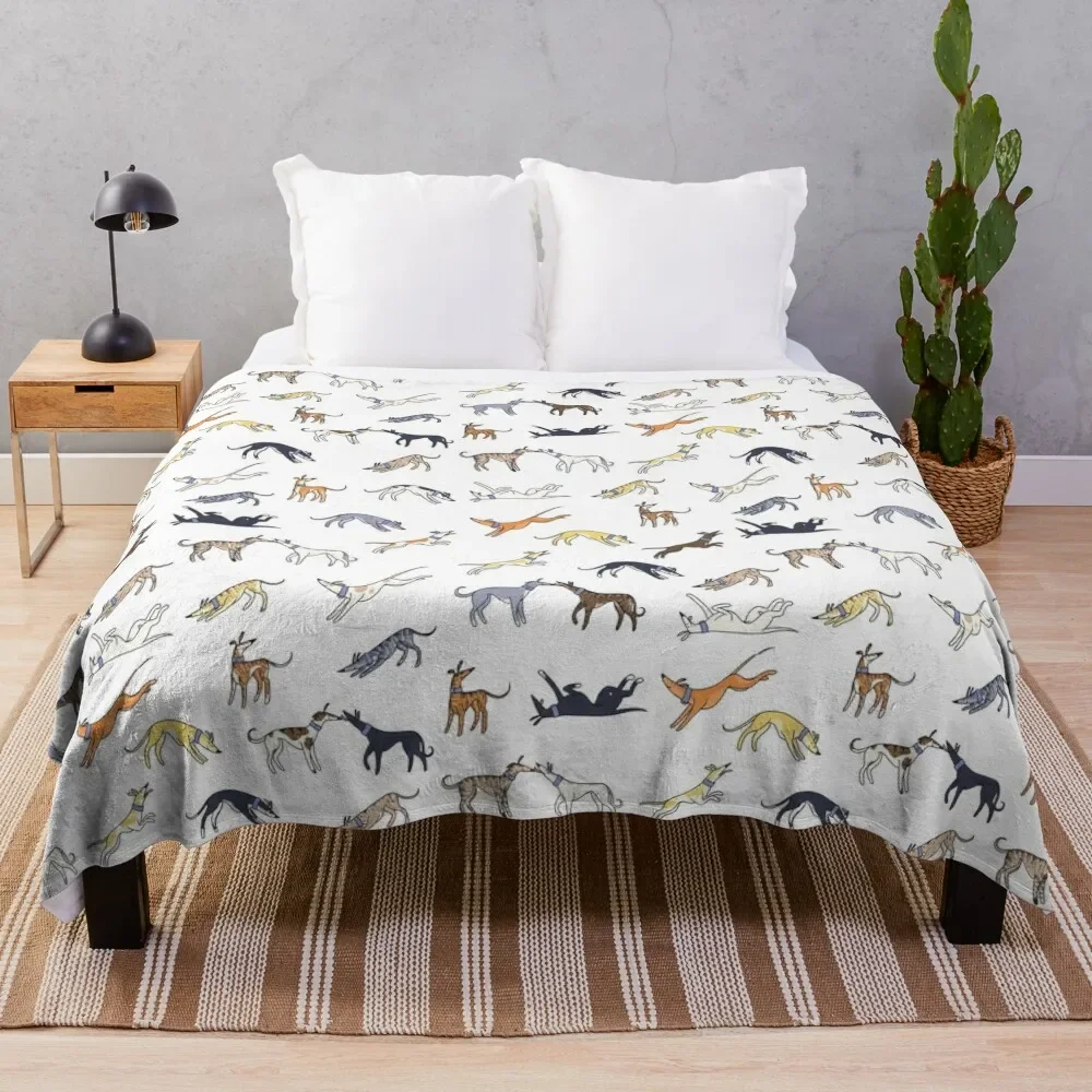 Leaps and Hounds (White) Throw Blanket Luxury St Flannels Blankets