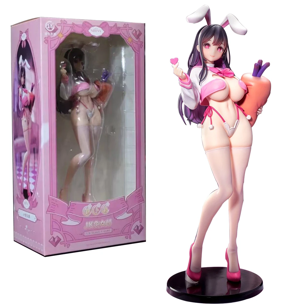 

Фигурка девушки-кролика 29 см, аниме-модель кролика с морковкой, коллекционная игрушка, подарок, украшение, предмет искусства, поделка, стоячая поза, ПВХ