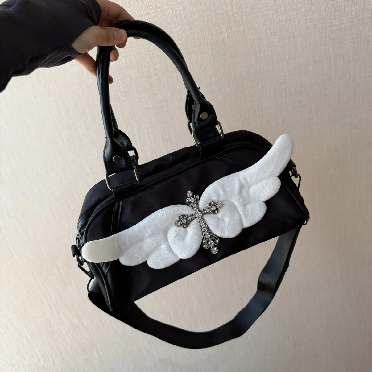 

Sweet Cool Y2k Aesthetic Shoulder Underarm Bag Women's Fluffy Rabbit Wings Kawaii Handbags Vintage All Match Ins Crossbody Bags