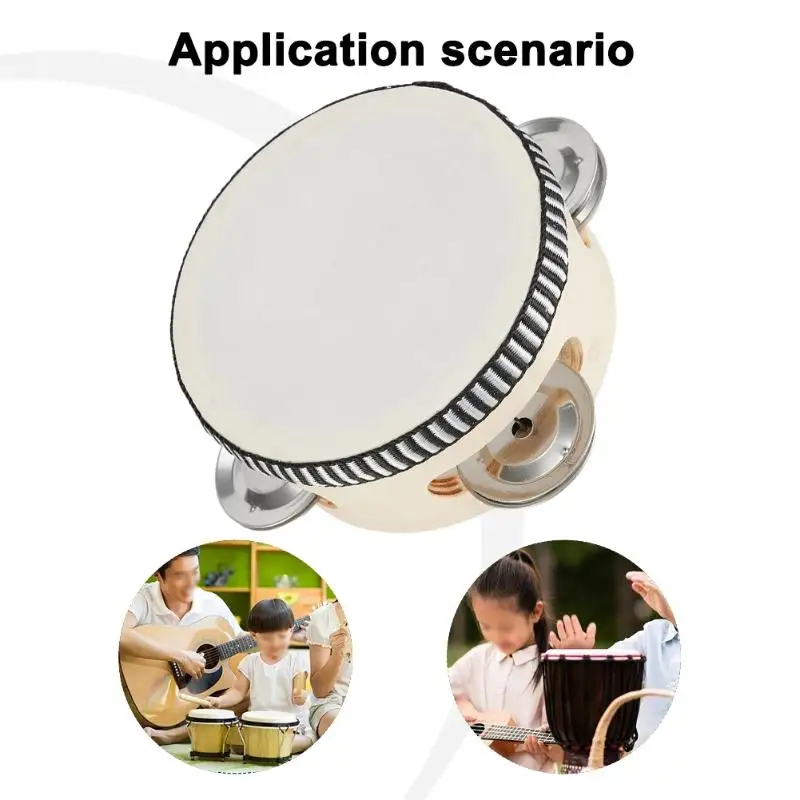Children's Percussion Tambourine 6/8/10 Inch Hand Held Plastic Drum Bell Safe Musical Instrument for Home Early Education