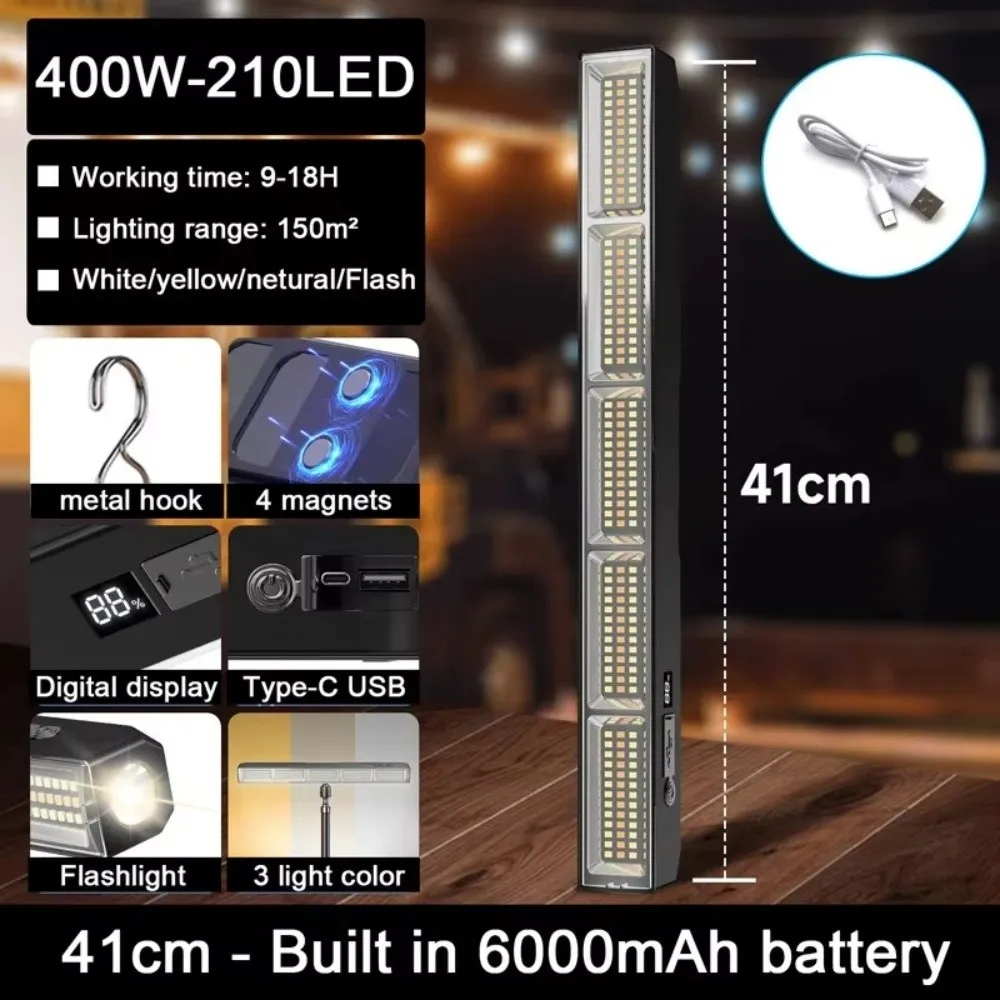 

High Brightness Portable LED Light Bar USB Rechargeable 3 Color Modes Magnetic LED Lamp IP66 Waterproof Emergency Lights