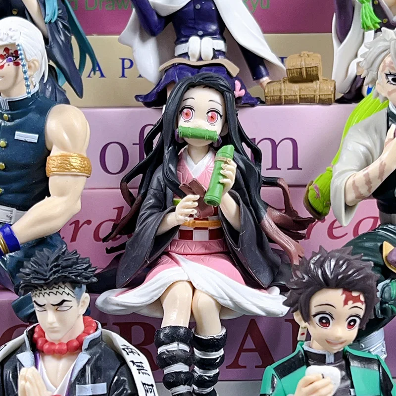 

Anime Demon Slayer Nezuko Q Version eat sitting posture Action Figure PVC Model statue Toys Doll Desk Decor Collectible Gifts