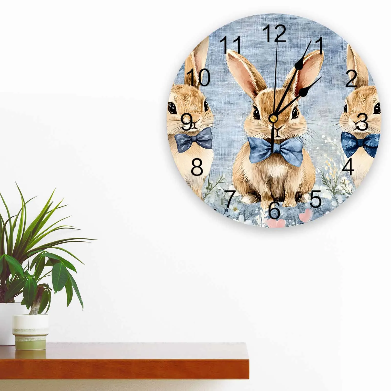 

Bedroom Wall Clocks Spring Pastoral Easter Rabbit Living Room Clocks Ornaments Baby Room Study Mute Wall Clocks