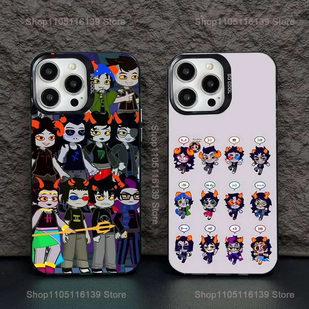 

H-Homestucks T-Trolls Phone Case For iPhone 16,15,14,13,12,11,Pro,XS,Max,Plus,Mini,SE Black Candy Matte Shockproof Cover