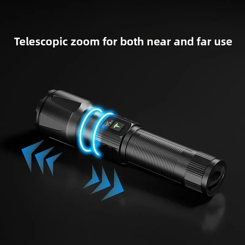 High-Brightness White Laser Flashlight: Zoomable, Rechargeable, Mobile Power Bank, Outdoor/Emergency Repair/Work Light