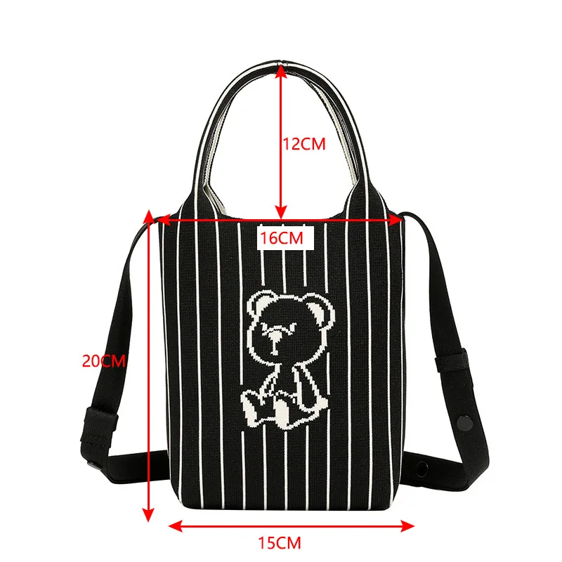 Beibaobao-bolsa tiracolo feminina de ombro único, bolsa de lona dos desenhos animados, bolsa para telefone de ursinho, moda casual, nova, 2024