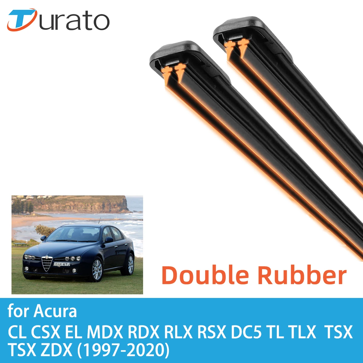 For Alfa Romeo 145 147 155 156 159 166 Front Windscreen Wipers Double Rubber Car Wiper Blades Car Accessories