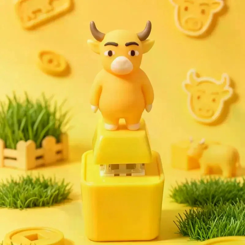 1Pcs Cartoon Cow Lamp Bag Pendant Animal Voice: Anti-stress Clicker Keyring Finger Decompression