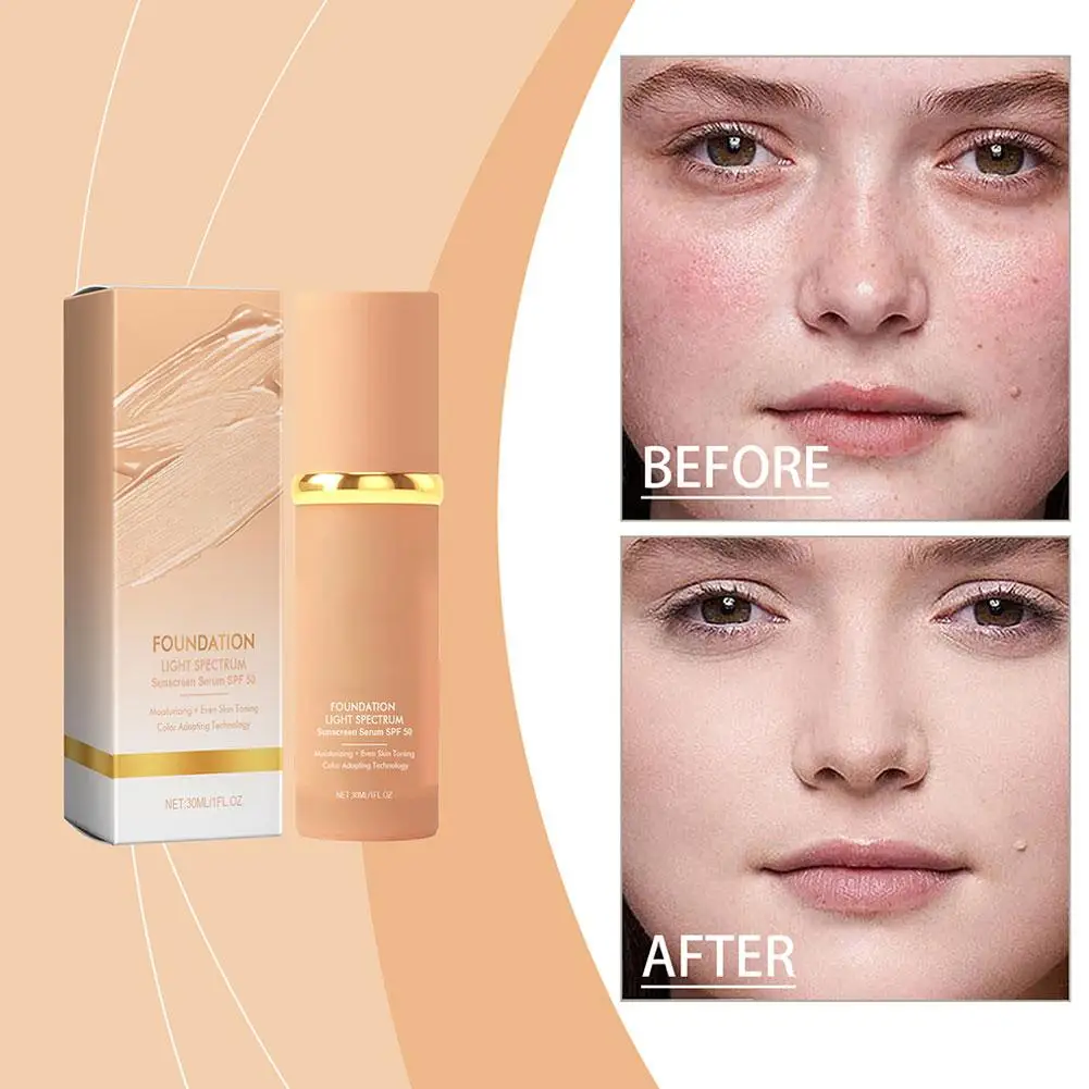 ﻿ كريم أساس سائل 4 في 1 مرطب متوسط التغطية الكاملة خافي عيوب البشرة بعامل حماية من الشمس SPF 50+ كريم أساس مقاوم للماء مكياج طبيعي للوجه