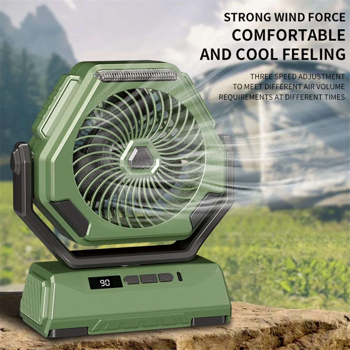 

Camping Fan Outdoor Camping Fan 6000MAh Rechargeable Ceiling Oscillating Fan Portable Air Conditioner Air Cooler with Lighting-A