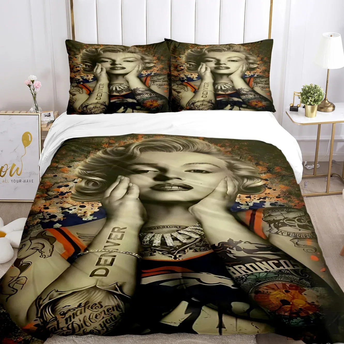 Marilyn Monroe Duvet Cover Comforter Fear Bedding sets Soft Quilt Cover and Pillowcases for Teens Boy Single Double Queen King