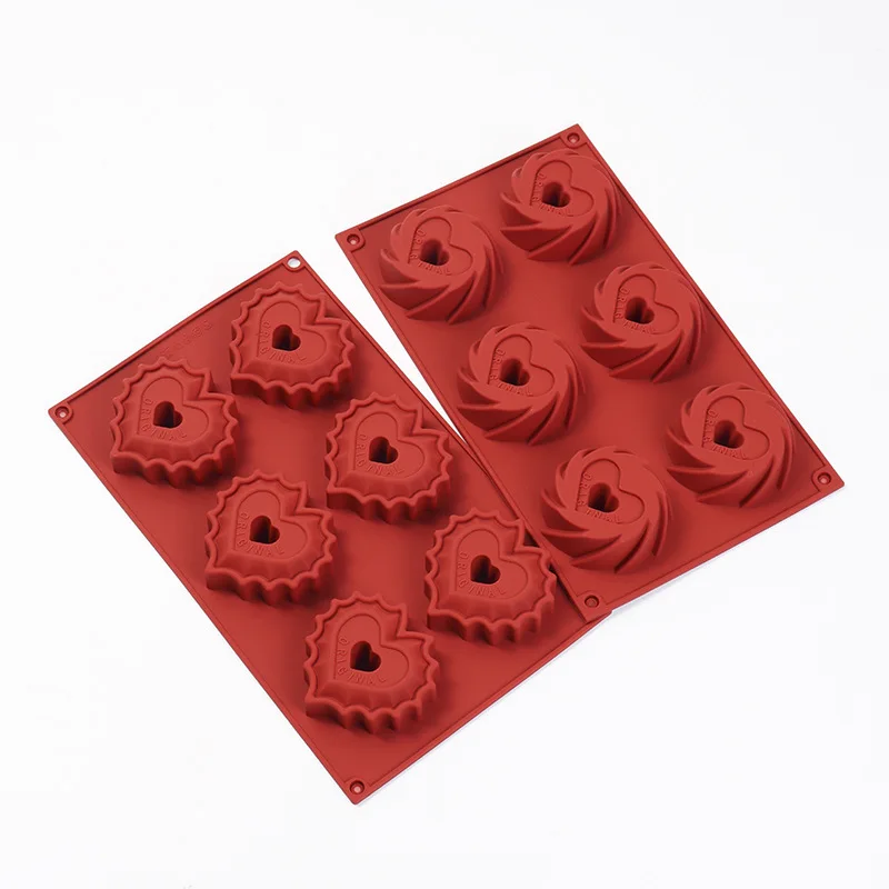

New Arrival 6-24 Hole Love Vortex Silicone Chocolate Mold Food Grade Silicone Cake Mold Handmade Jelly Cookie Mold Baking Tools