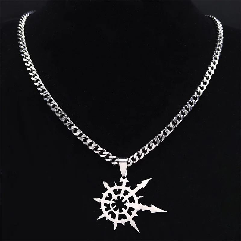 Chaos Star Stainless Steel Pendants Necklaces Men/Women Army Lot Ork Tau Shirt Pin Band Necklaces Jewelry N4200S06 view 5