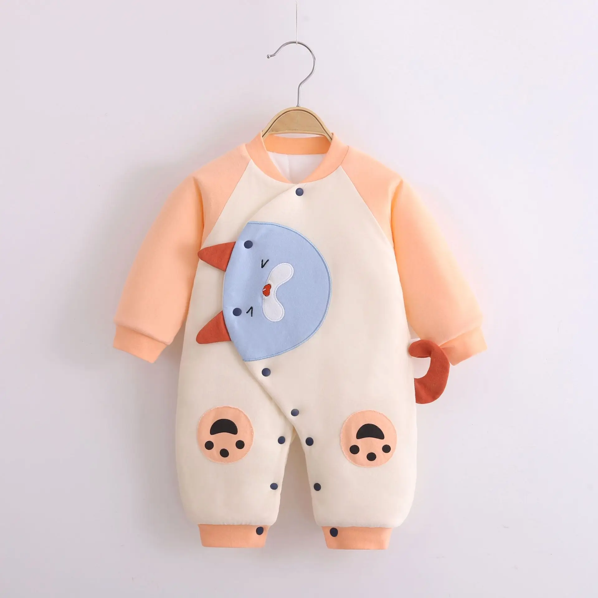 Autumn and Winter New Cotton Cladding Bodysuit Newborn One-Piece Romper Cute Wrap Baby Pajamas