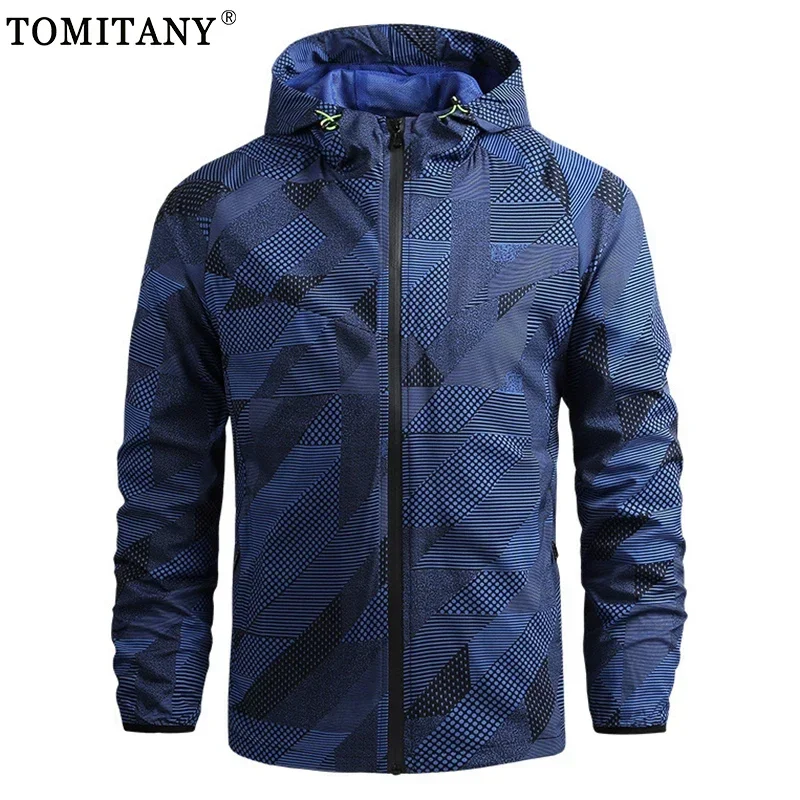 Men Jacket High Quality Fashion Camouflage Stripe Autumn Running SportWear Jackets Thin Hooded Windbreaker Outdoor Jackets Coats