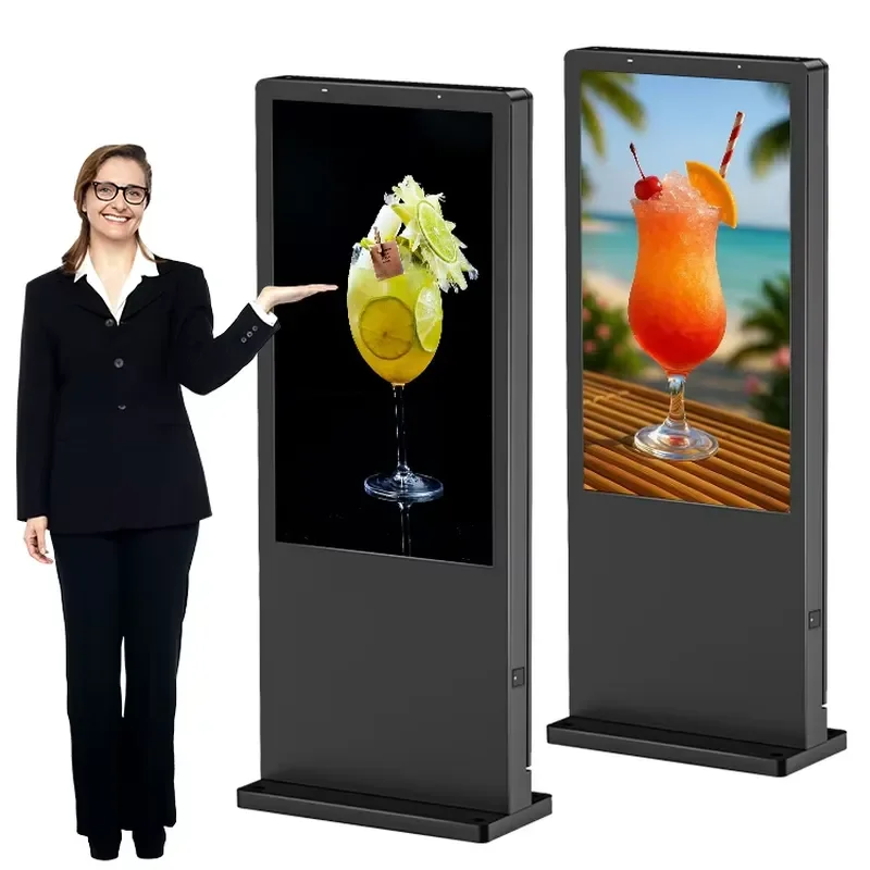 55Inch IP66 Outdoor Floor Standing Advertising Digital Signage High Brightness 2000-5000nits Android/Windows for Shop