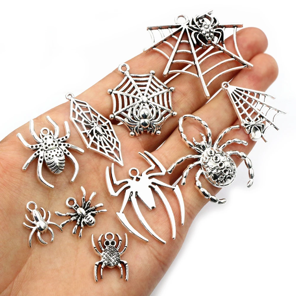 10-20pcs Antique Silver Plated Spider Handmade Charms Pendant DIY Jewelry Making Accessories Findings for Bracelet Necklace