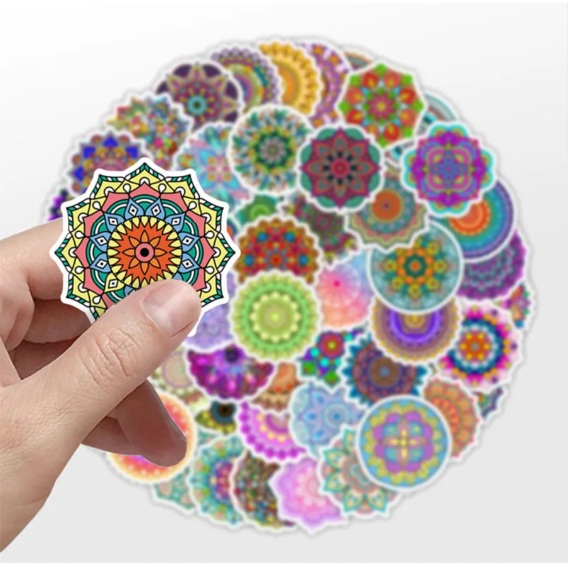 50 Mandala Graffiti Stickers Mobile Phone Computer Water Bottle Decoration Stickers Notebook Waterproof Hand Tent Stickers