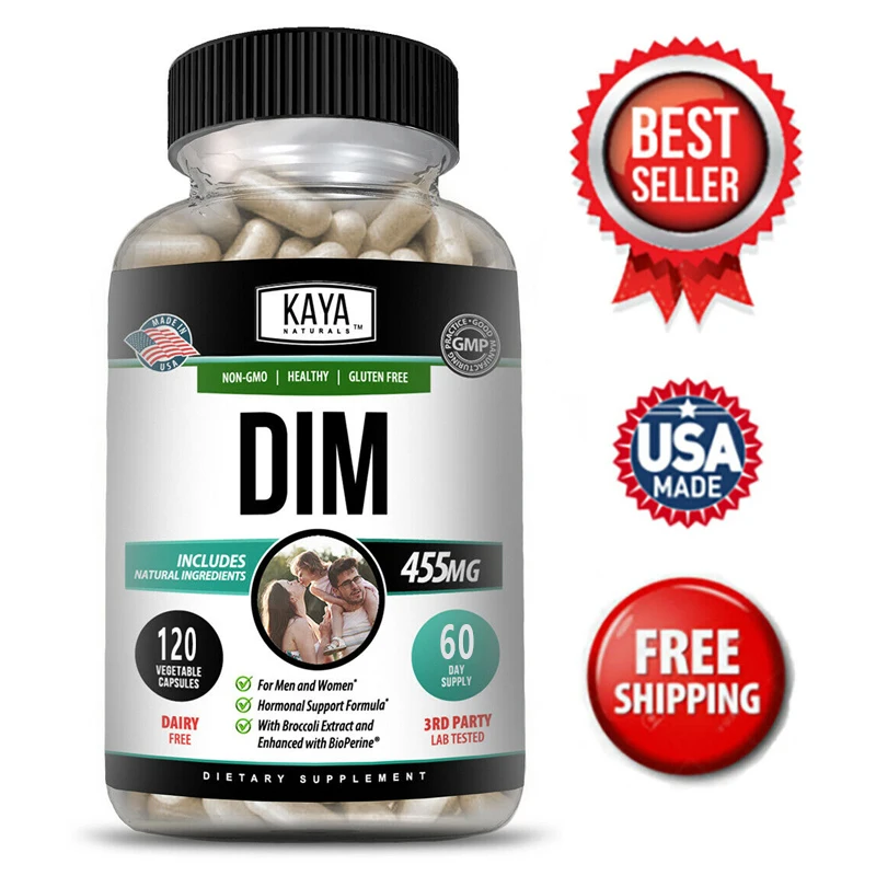 DIM Supplement for Men and Women, Supports Hormone Balance, Postmenopause, Detoxification, Mood & Skin Health, 120 Capsules