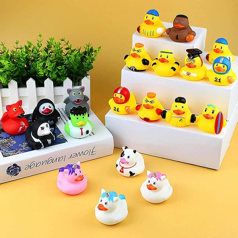 

Creative Cute Sports Duck Toys Baby Bath Toys Rubber Ducks Summer Beach Pool Activity Floating Ducks Children Birthday Gifts