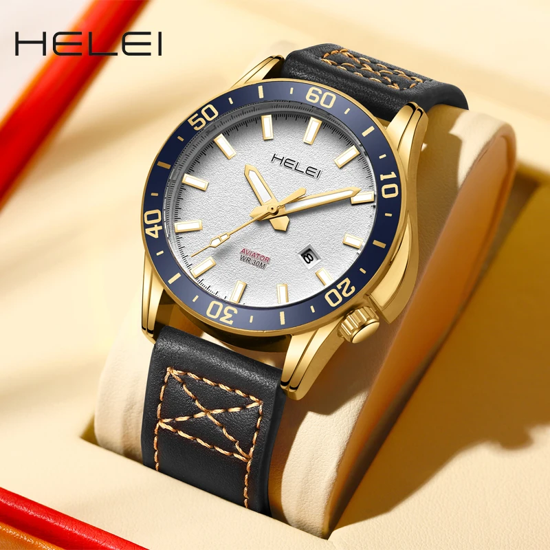 Waterproof Outdoor Sports Men's Quartz Watch Luminous Leather Belt Single Calendar Business Vintage Classic Style Wristwatch