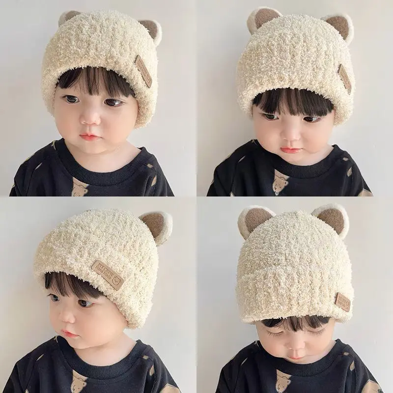 

Cute Cartoon Baby Plush Beanie Winter Warm Kids Pullover Cap Lamb Fleece Toddler Ear Protection Hat 6-36Month Boy Girl Knit Hats