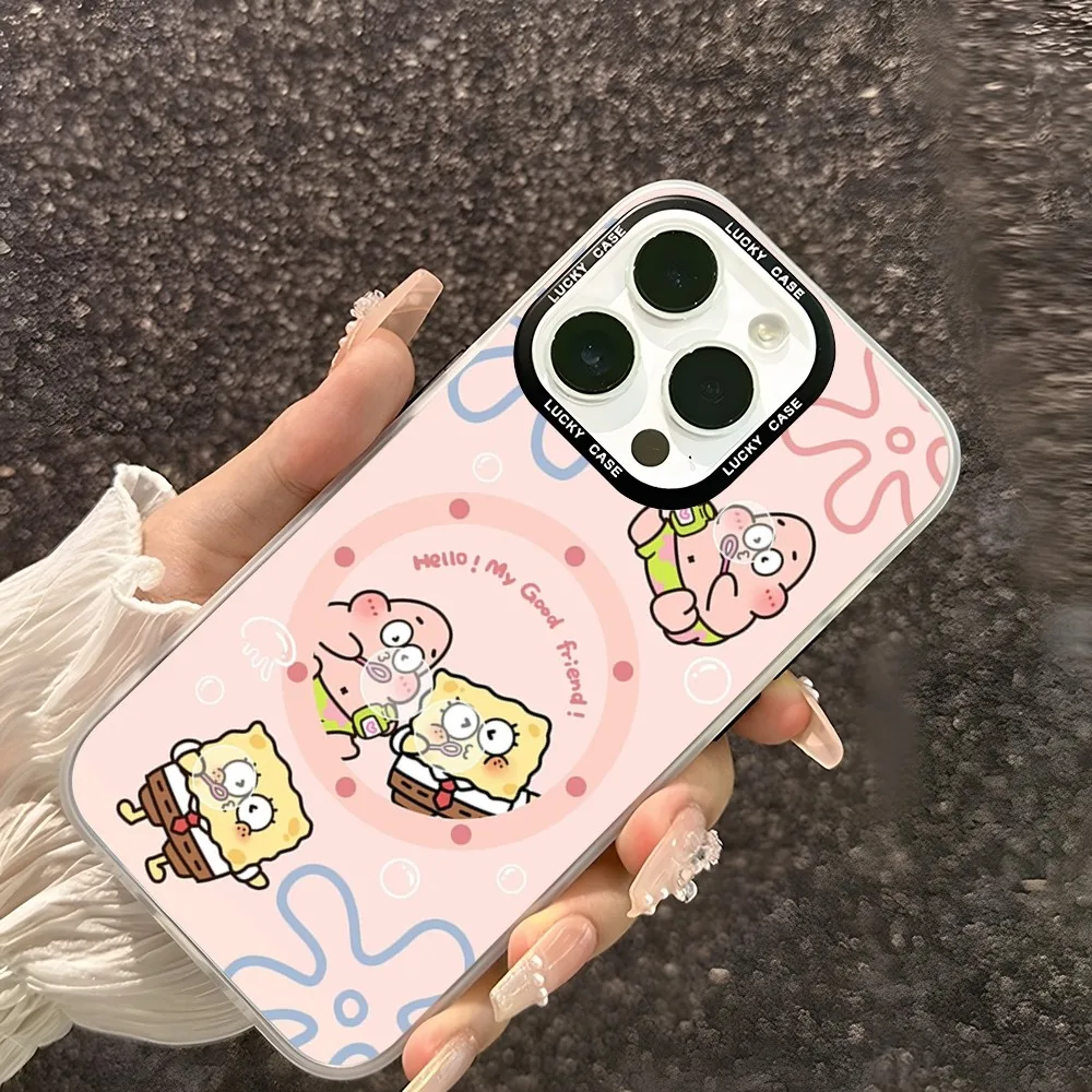 SpongeBob SquarePants Phone Case For IPhone 15 11 14 13 Pro Max 12 X XR XS 8 7 Plus Gradient IMD Funda Clear Matte Cover