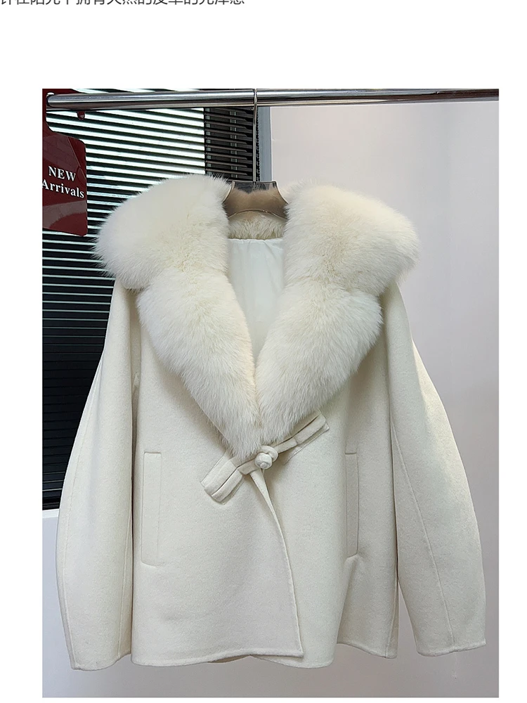 

Fur CoatAutumn And Winter New Fox Fur Collar Double-sided Woolen Coat Goose Down Liner Down Jacket