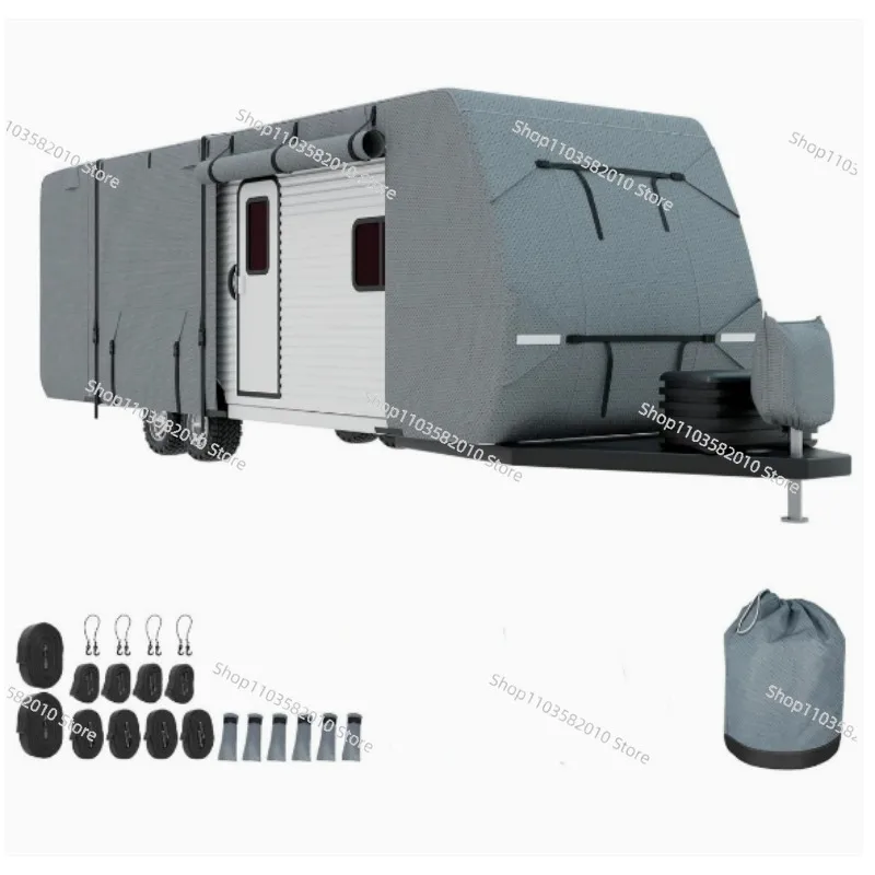 Waterproof Camping RV Cover, Touring Car Cover Cloth Trailer RV Cover with Sunroof Convertible Hardtop