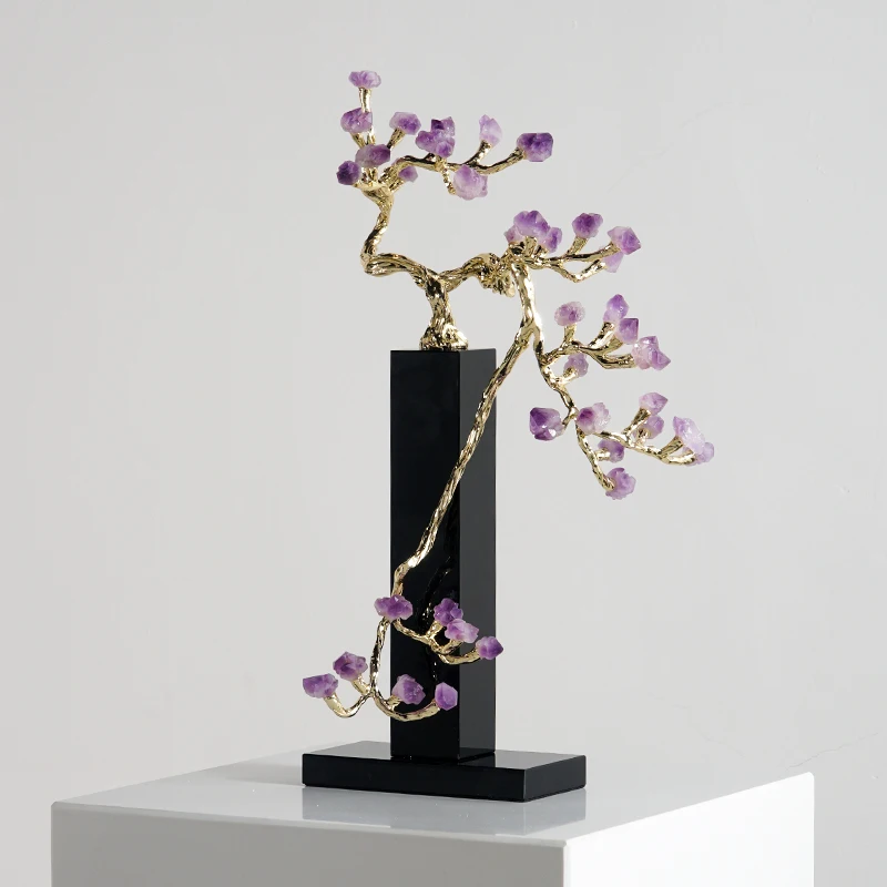 Light luxury creative amethyst fortune tree decoration living room entrance TV cabinet Ziqi Donglai Takamatsu ornament