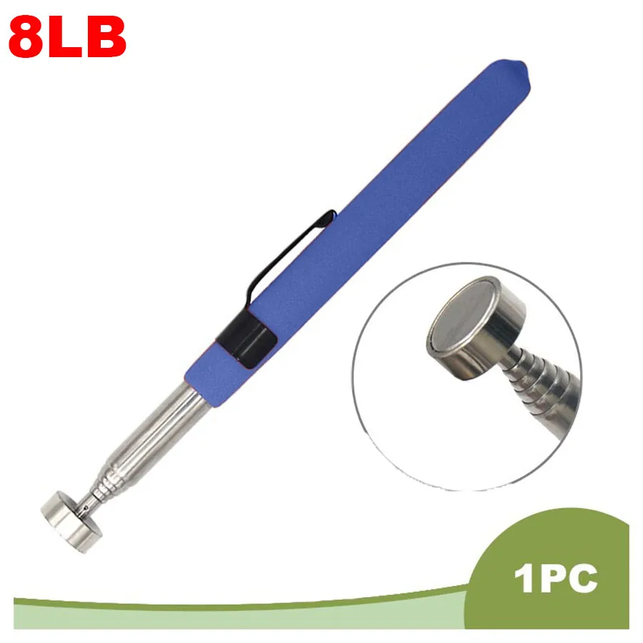 8LB Telescoping Magnetic Pickup Tool Stainless Steel Ergonomic Grip Manual Grabber with Pen Clip for Auto Construction