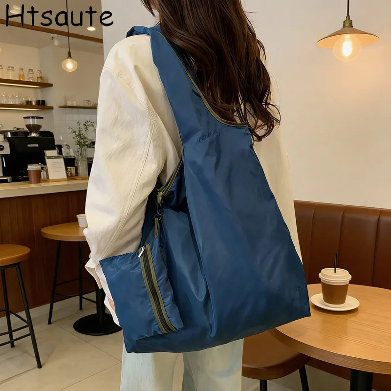 Reusable Bag Foldable Shopping Bag with Pocket Extra Wide Handle Portable Durable Washable Tote Bags for Women