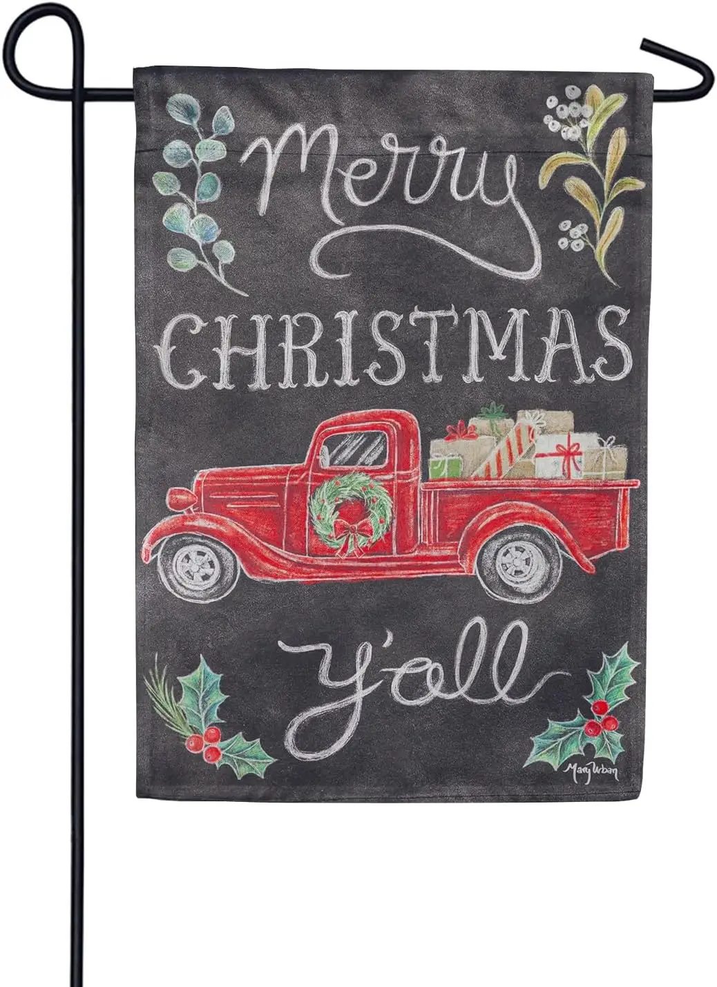 Evergreen Suede 2-Sided Garden Flag - Merry Christmas Yall Red Truck