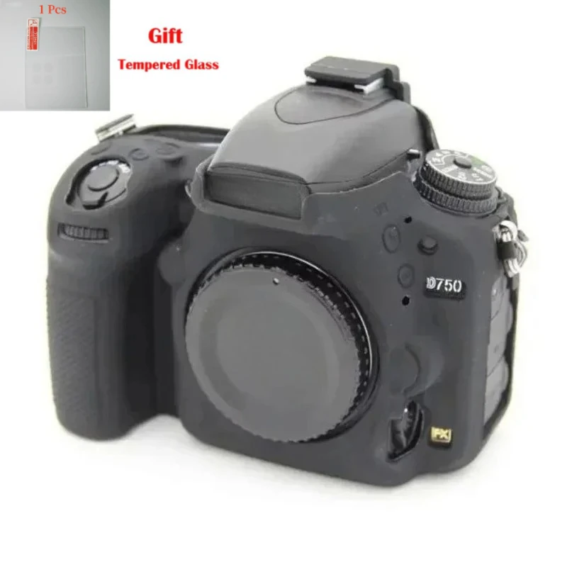 

For Nikon D750, Accessories Camera Case Rubber Protective Body Cover Skin Nice soft Silicone Camera Bag + free tempered film