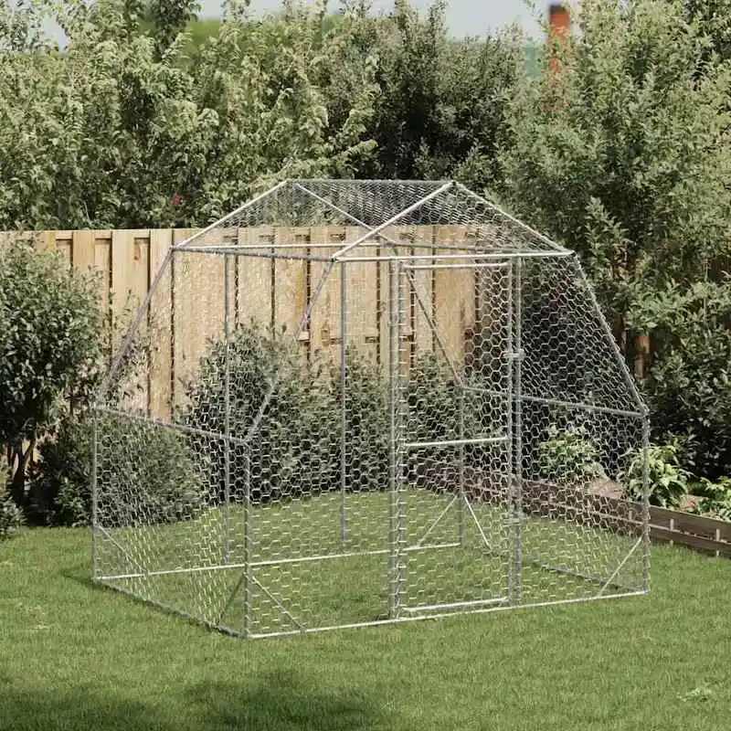 Grand enclos pour poulailler 2,5x2x2,25m, structure en acier galvanisé avec maille hexagonale, porte verrouillable pour un nettoyage facile, protection contre les prédateurs pour poulets, canards, lapins, oies, enclos extérieur pour volailles