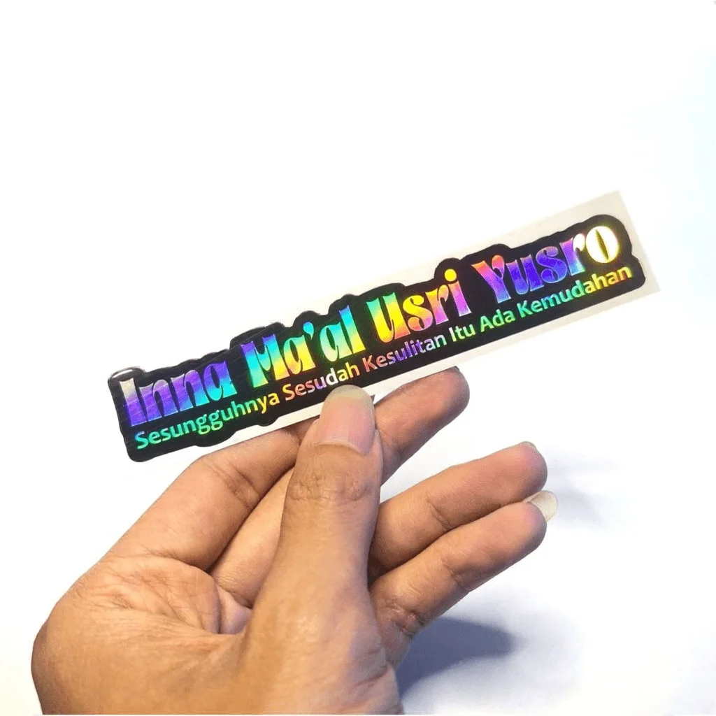 Holographic Islamic Quote Car Sticker Inna Maal Usri Yusra Waterproof UV Resistant Vinyl Decal Auto Window Moto SUV Decor