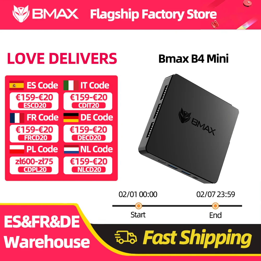 Bmax B4 Mini Windows 11 Pc Intel N95 12 Go 256 Go Ssd 2 * HDMI 1 * Dc prend en charge 4K @ 60 Hz 1000 Mhz Intel Uhd graphique USB HDMI Mini Pc