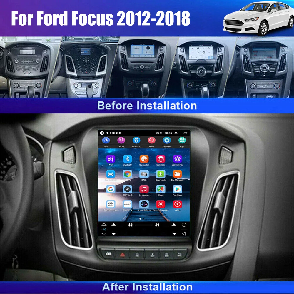 9.7 "لسيارة فورد فوكس MK3 2012-2018 Android14 Carplay 4 + 64G راديو ستيريو للسيارة نظام تحديد المواقع نافي بلوتوث واي فاي FM سبليت شاشة SWC + DVR & AHD #3