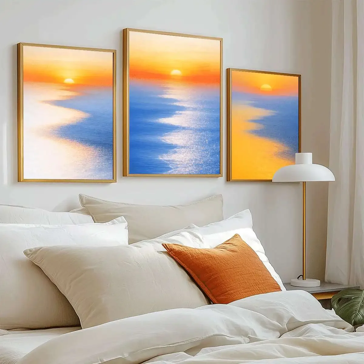 Large-sized frameless 3pcs  3PCS Seaside Sunset Art Poster  Sunset Wall Art  Landscape Wall Decoration Painting  Canvas Paint