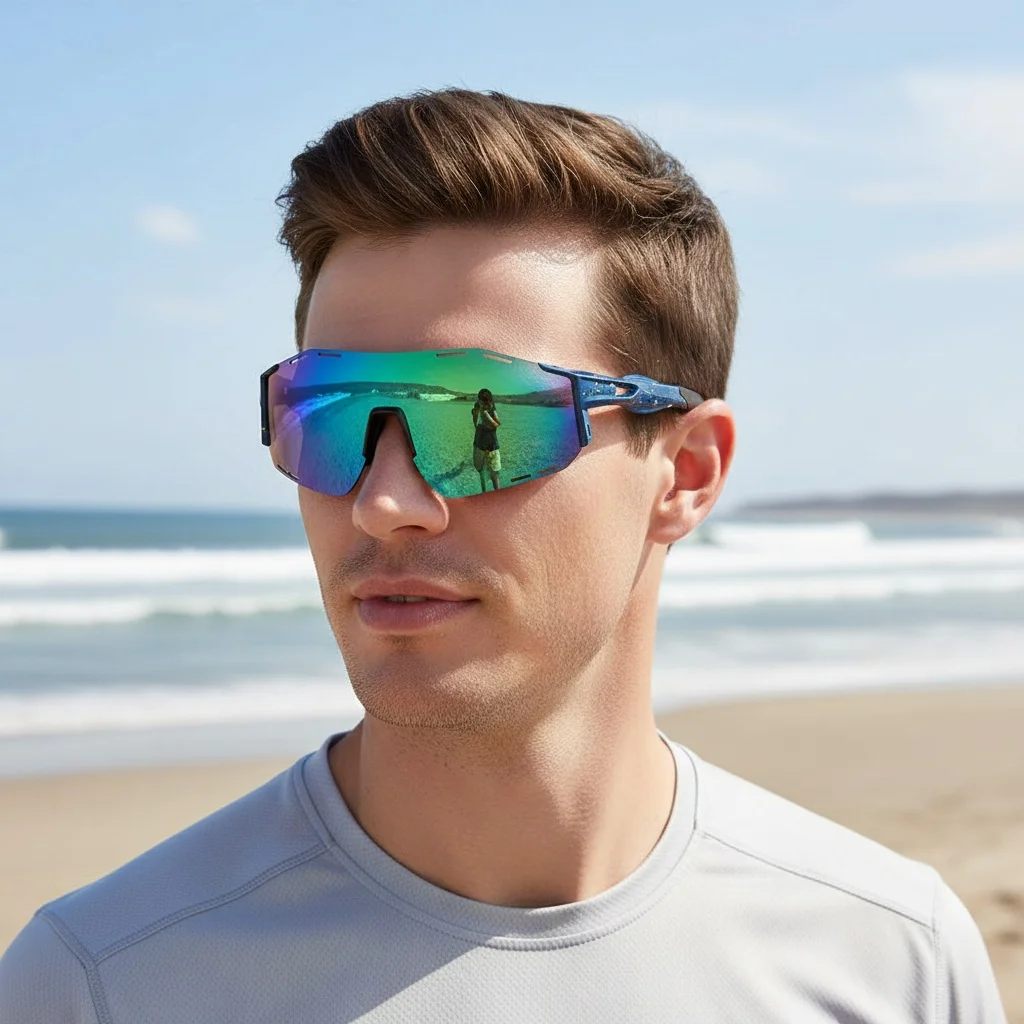 Neue grenzüberschreitende, farbenfrohe, hochauflösende, wind- und augenschützende Sportbrille für den Außenbereich für Männer und Frauen 9861