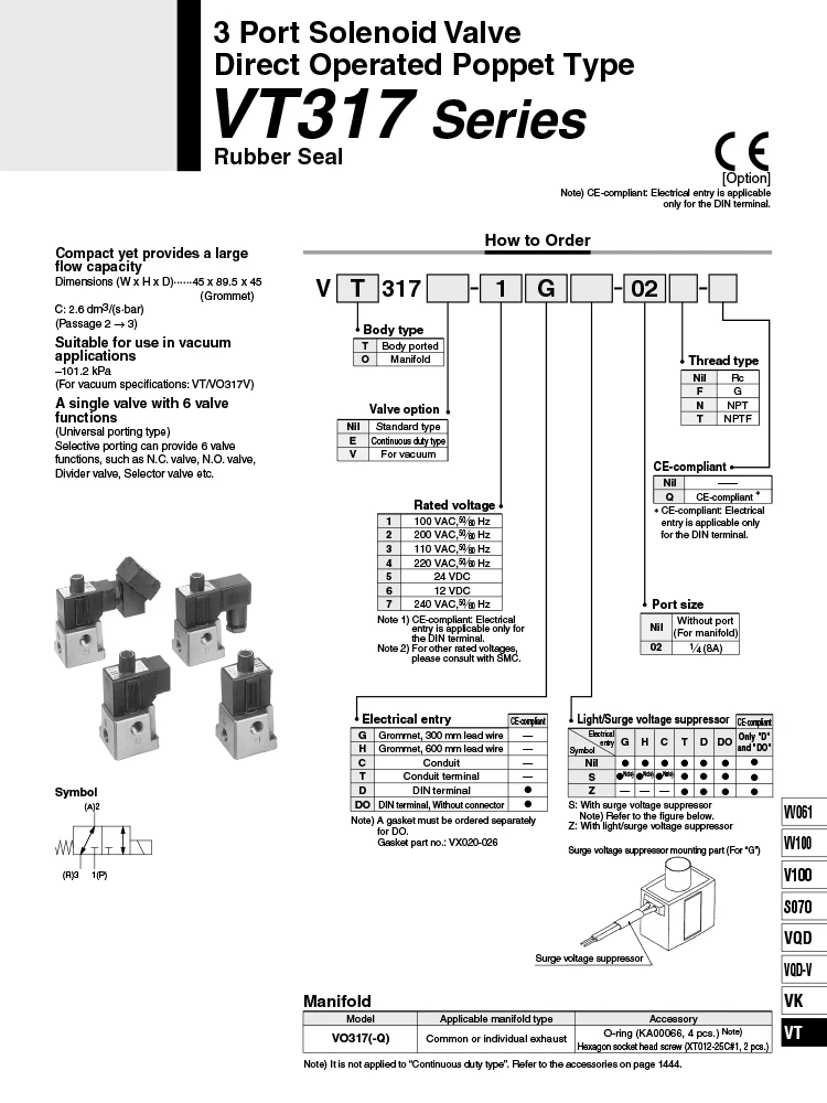 Électrovanne pneumaticVT317 three-way direct acting solenoid valve VT317-5G-02 VT317-5D-02 VT317V-4DZ-02 VT317-4D-02 VT317V-4D-02 VT317-3G-02 Pneumatique — détail 1