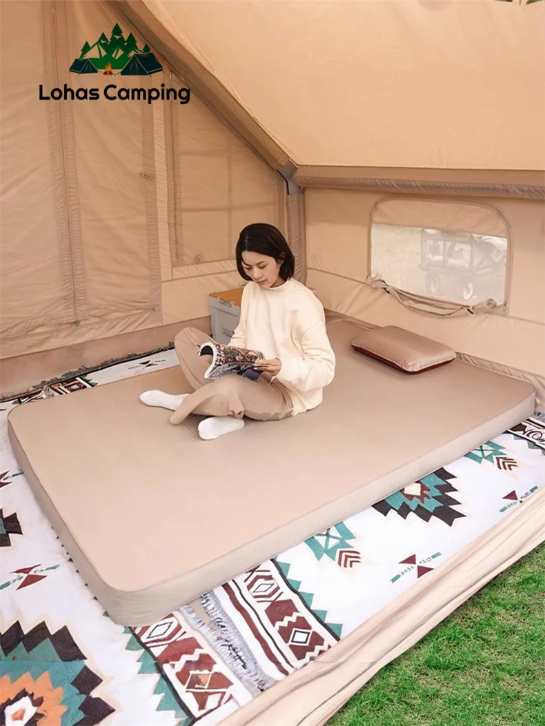 Lohascamping Comfortable Soft Camping Air Mattress Thick 10cm Compact Folding Sleeping Bed Outdoor Travel Self-inflating Mat Pad